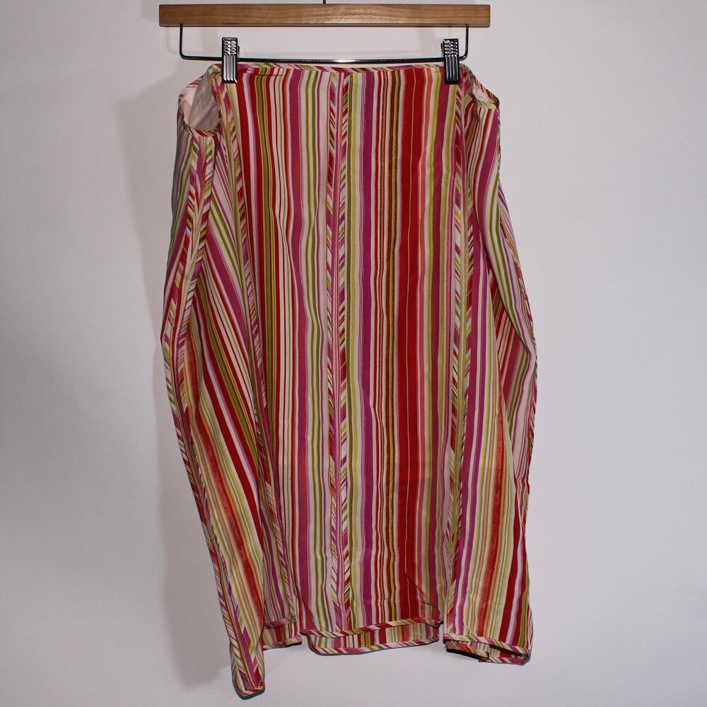 Essentials G Women's Plus Size Striped Silk Midi Skirt With Slits Size 22W